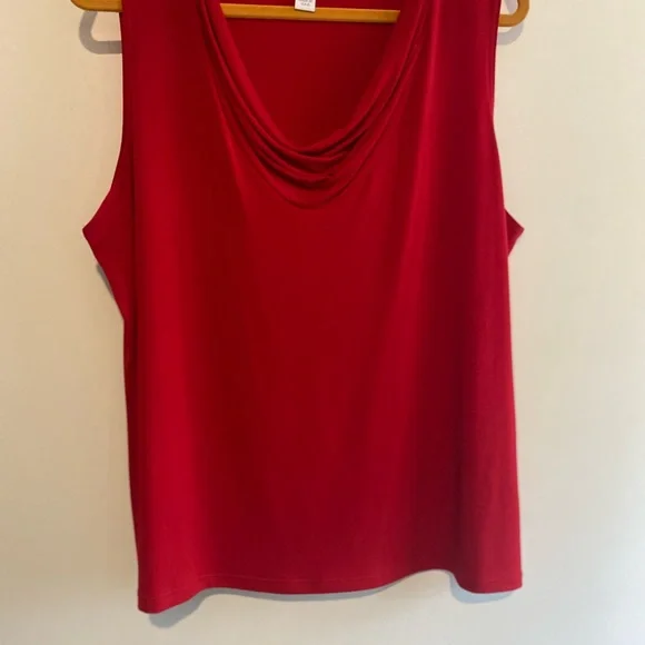Vibrant Red Sleeveless Tank Top with Cowl Neck - Picture 2 of 5